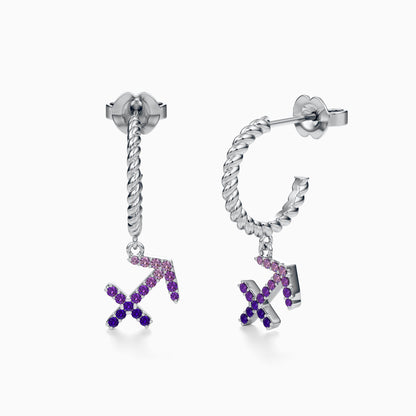 Sapphire Sagittarius Dangle Earrings