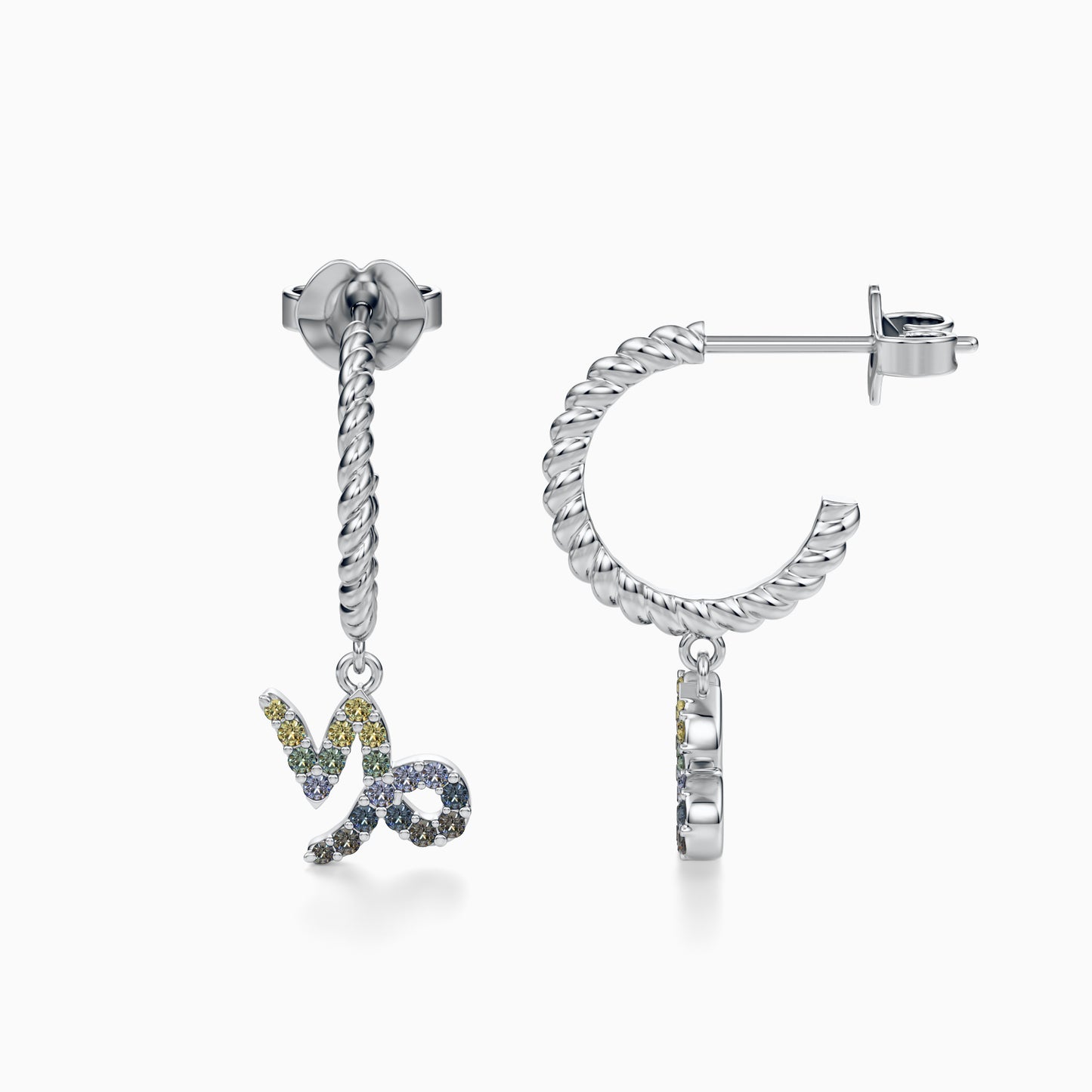 Sapphire Capricorn Dangle Earrings