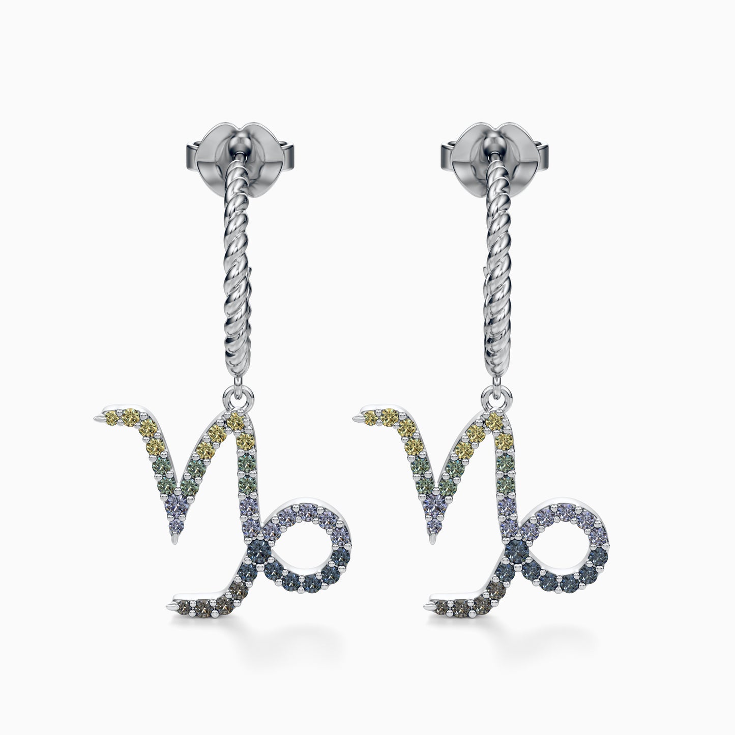 Large Sapphire Capricorn Dangle Earrings