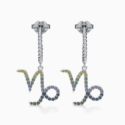 Large Sapphire Capricorn Dangle Earrings