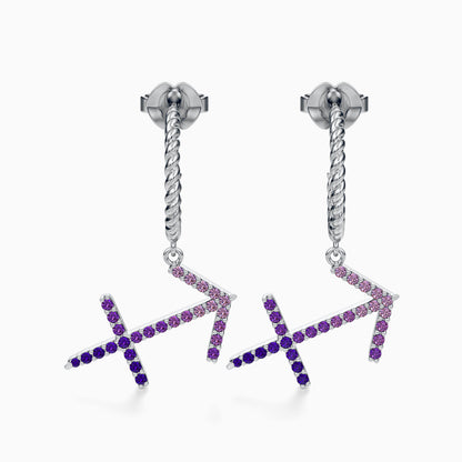 Large Sapphire Sagittarius Dangle Earrings