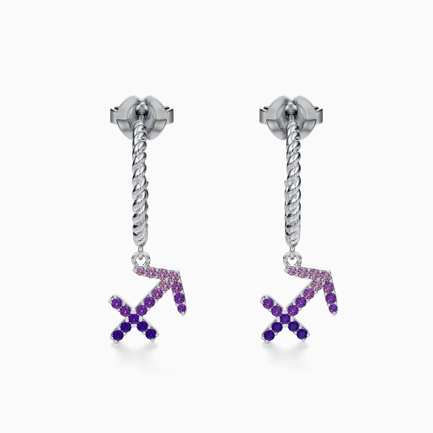 Sapphire Sagittarius Dangle Earrings