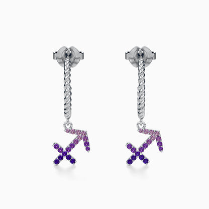 Sapphire Sagittarius Dangle Earrings
