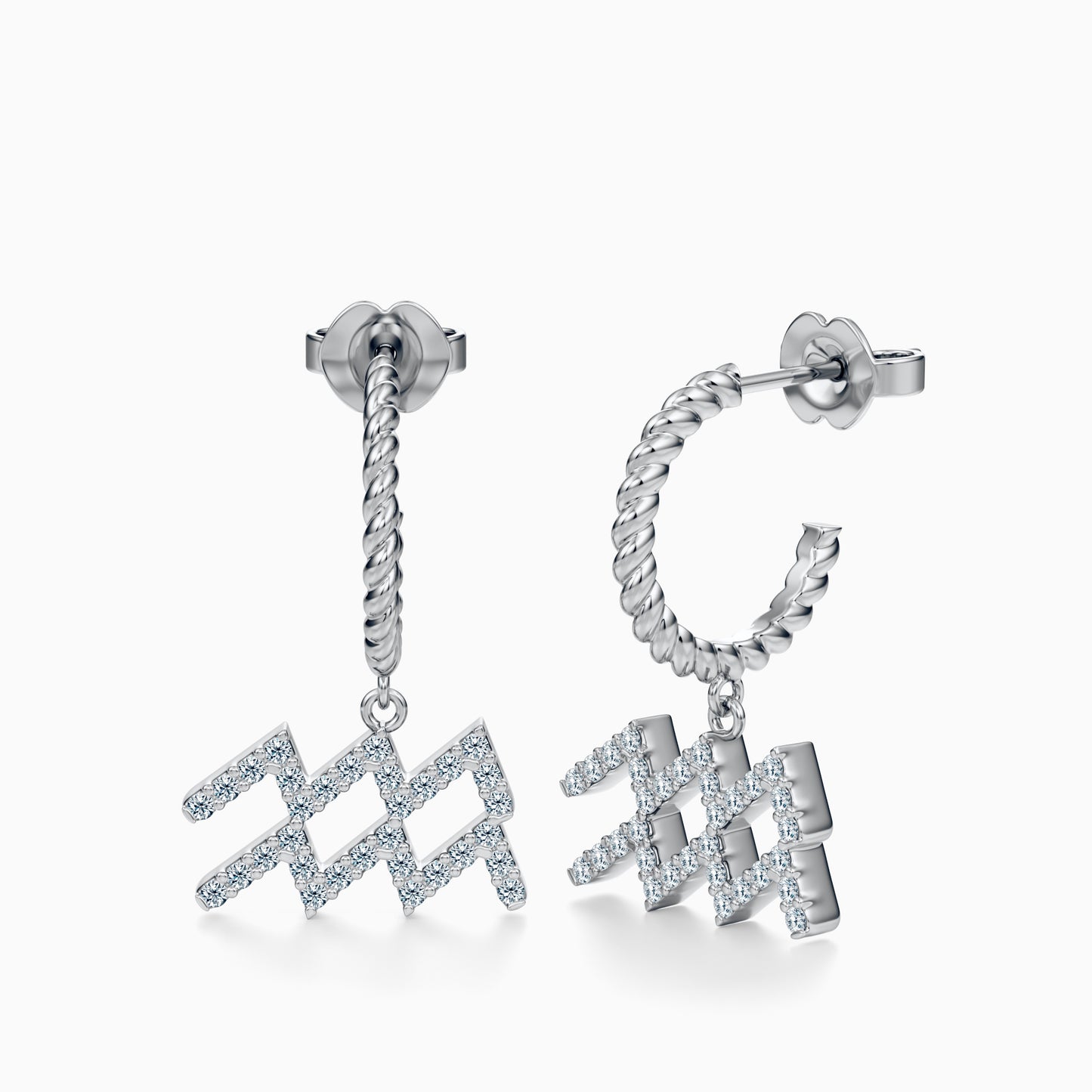 Large Diamond Aquarius Dangle Earrings