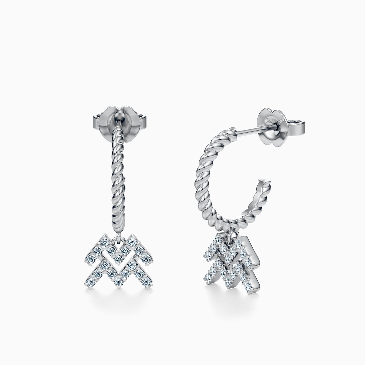Diamond Aquarius Dangle Earrings
