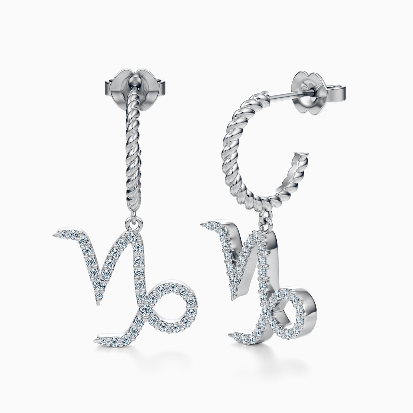 Large Diamond Capricorn Dangle Earrings