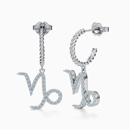 Large Diamond Capricorn Dangle Earrings