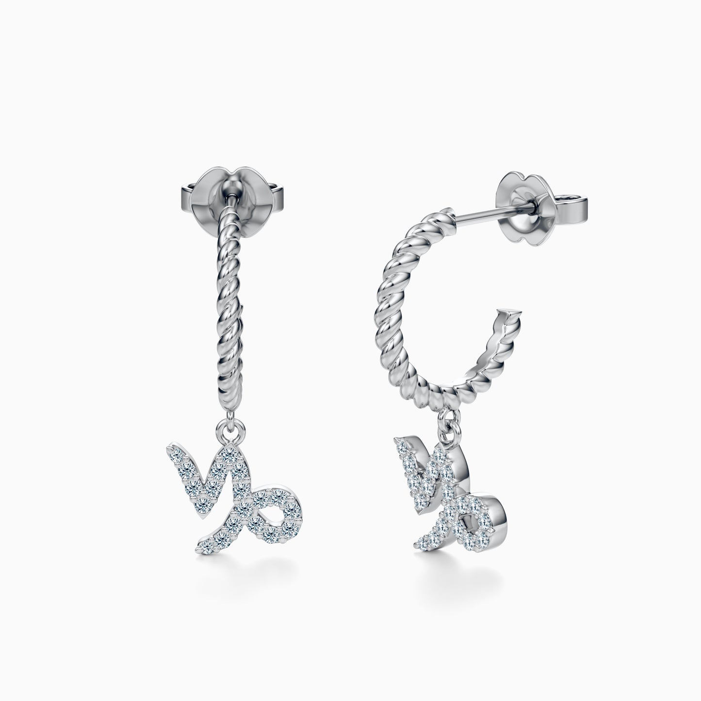 Diamond Capricorn Dangle Earrings