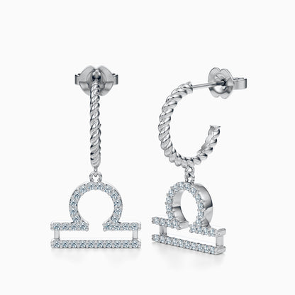 Large Diamond Libra Dangle Earrings