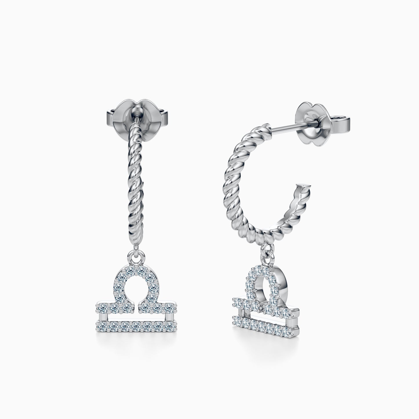 Diamond Libra Dangle Earrings