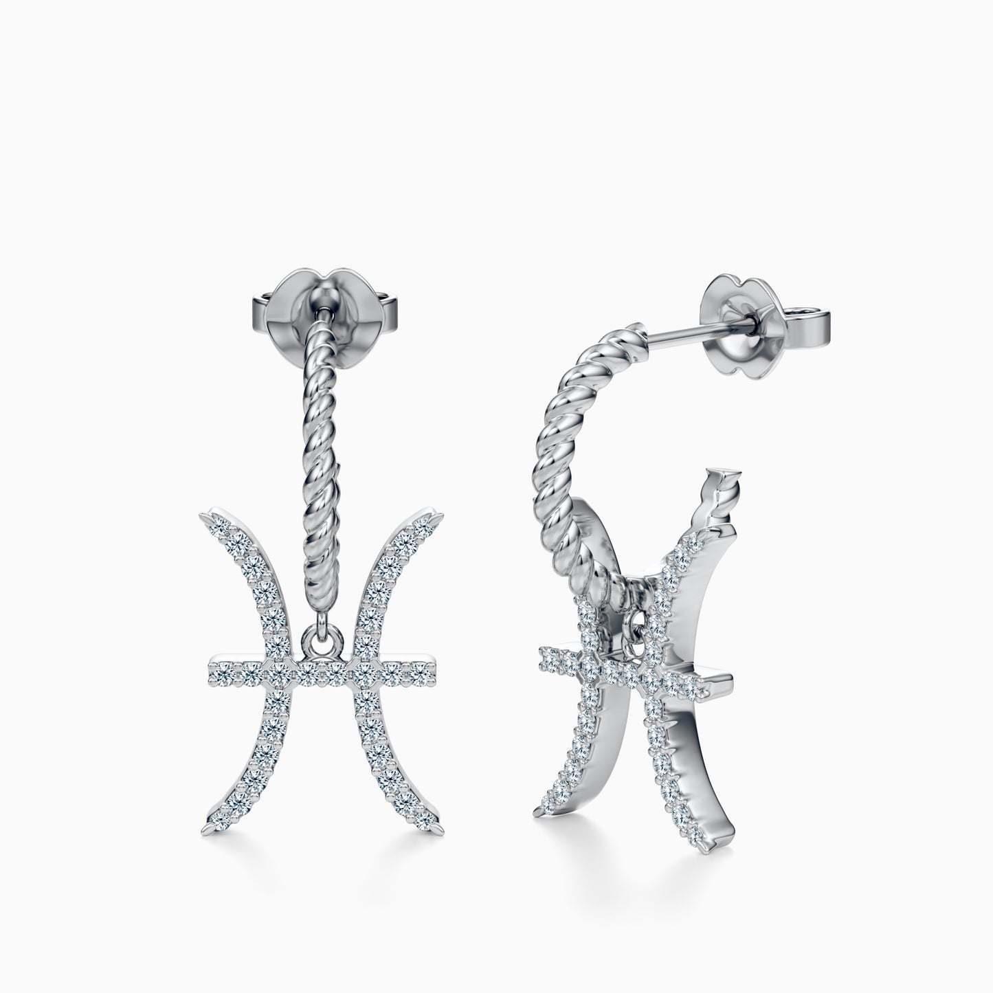Large Diamond Pisces Dangle Earrings