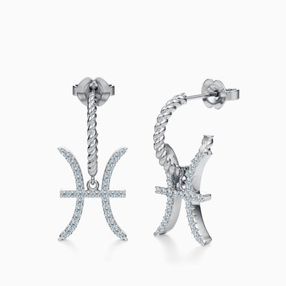 Large Diamond Pisces Dangle Earrings