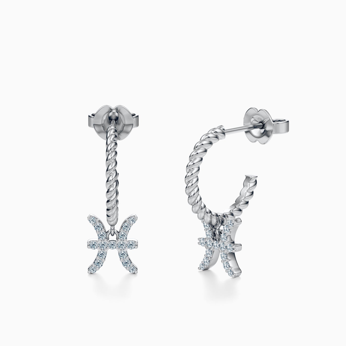 Diamond Pisces Dangle Earrings