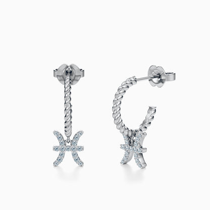 Diamond Pisces Dangle Earrings