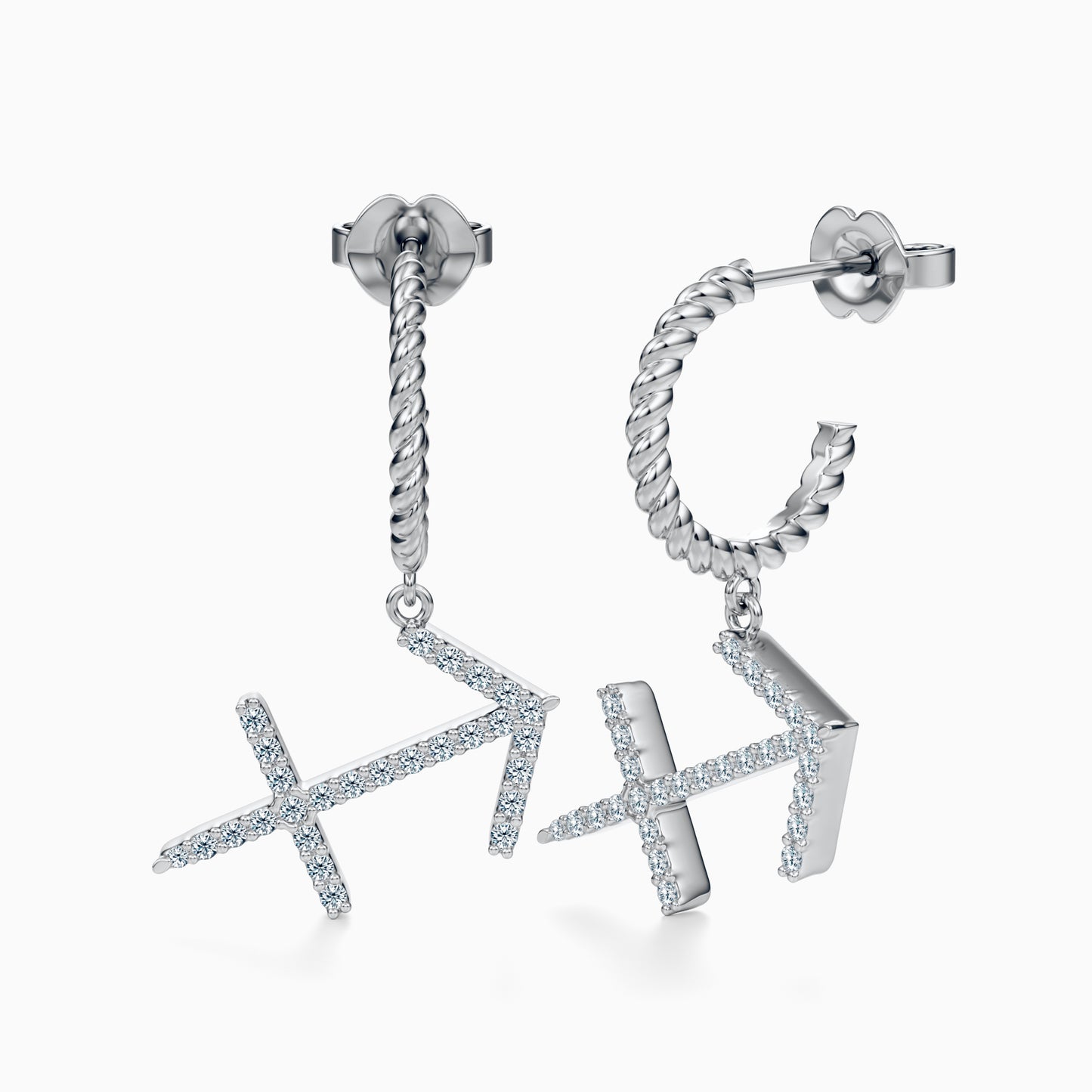 Large Diamond Sagittarius Dangle Earrings