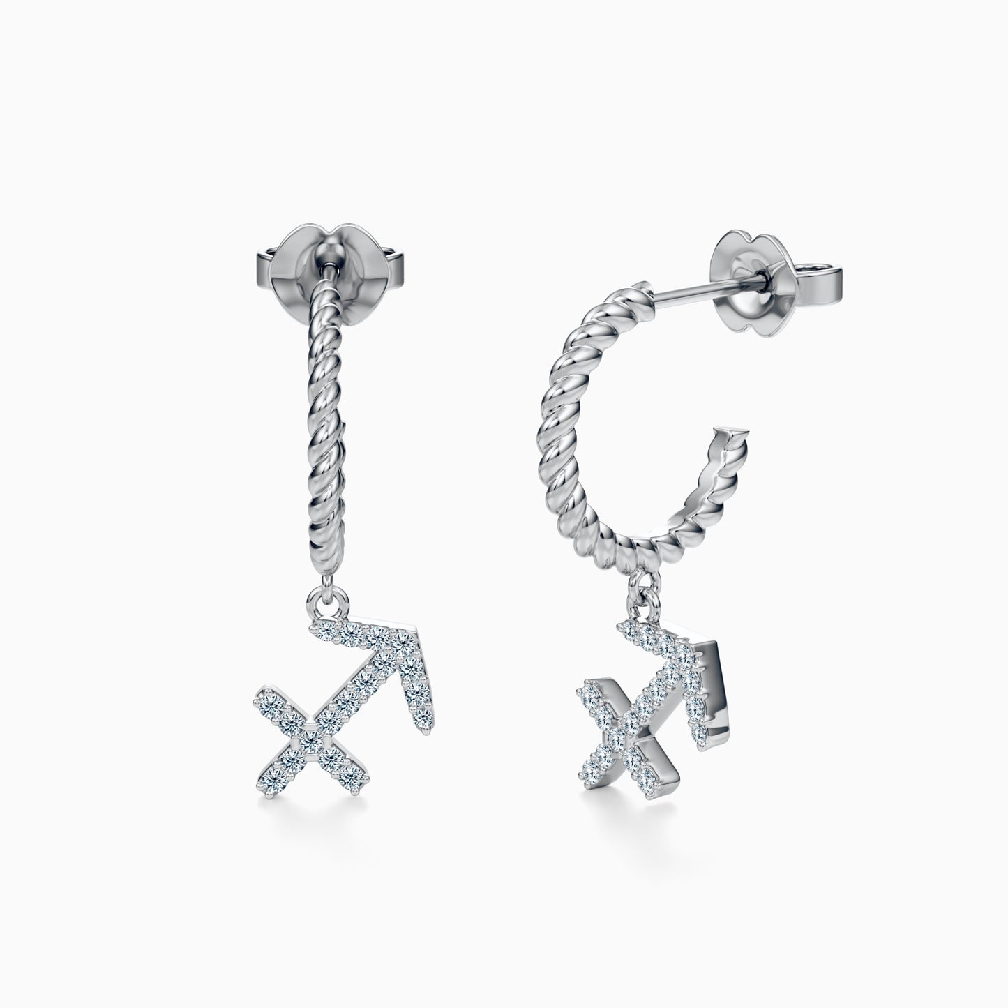 Diamond Sagittarius Dangle Earrings
