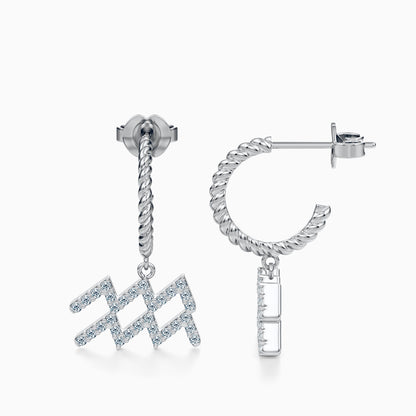 Large Diamond Aquarius Dangle Earrings