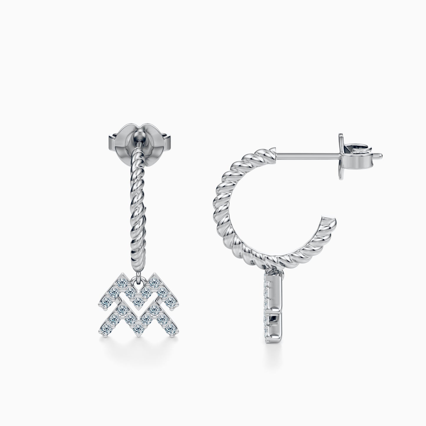 Diamond Aquarius Dangle Earrings