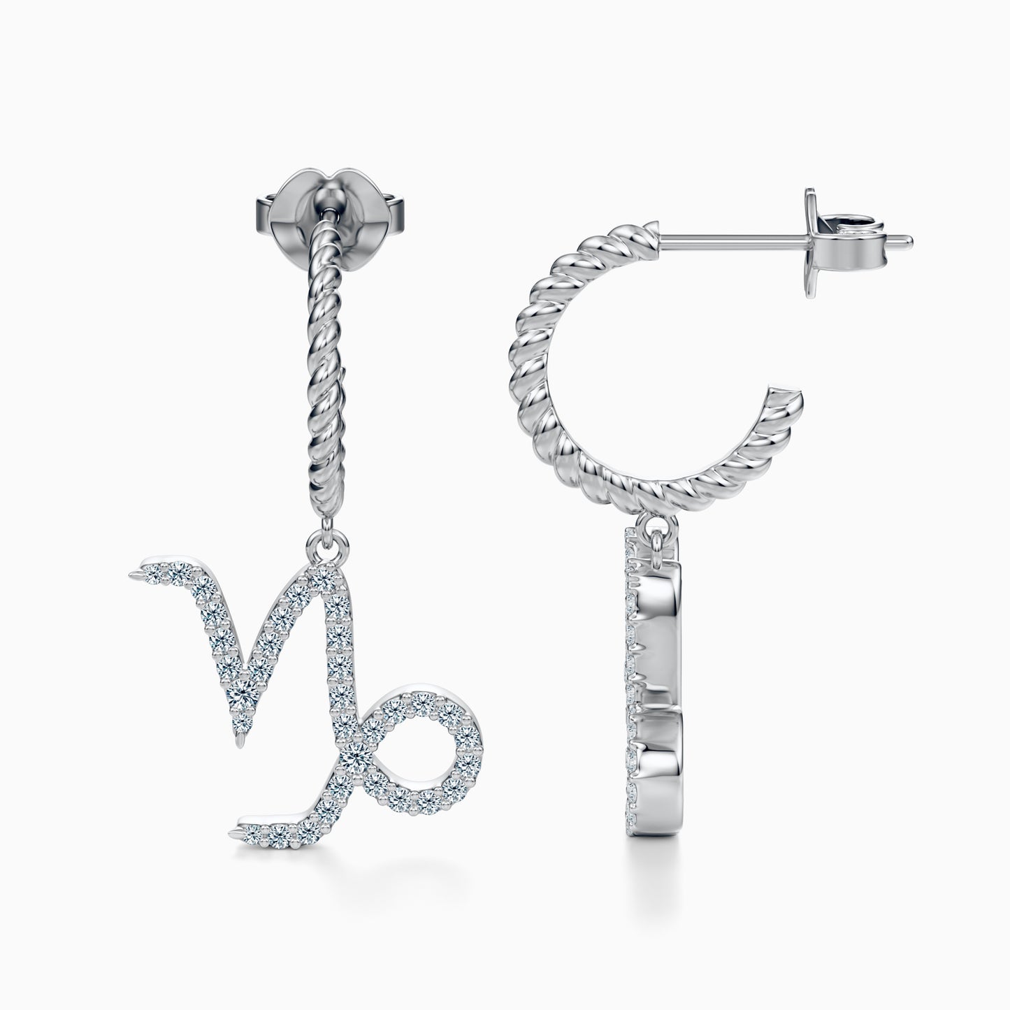 Large Diamond Capricorn Dangle Earrings