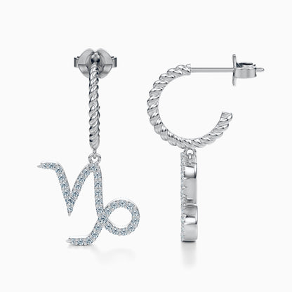 Large Diamond Capricorn Dangle Earrings