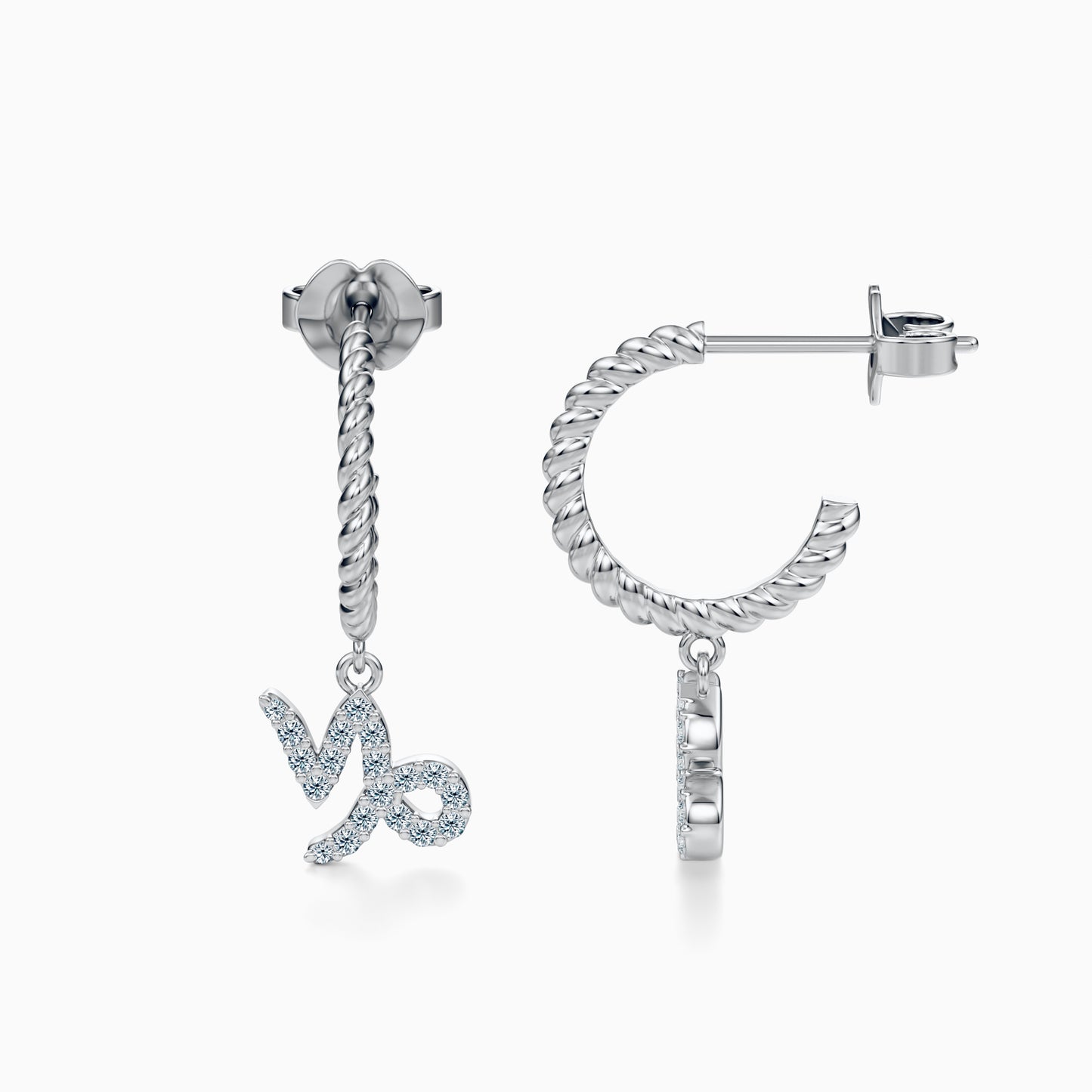 Diamond Capricorn Dangle Earrings