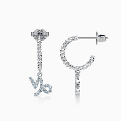 Diamond Capricorn Dangle Earrings