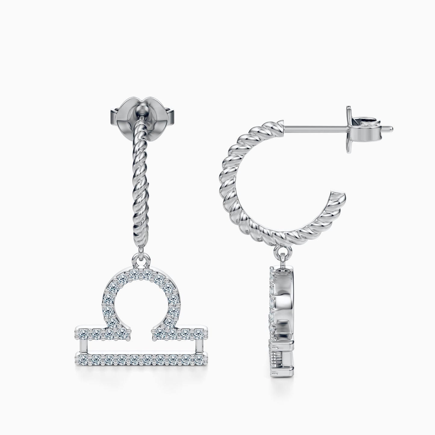 Large Diamond Libra Dangle Earrings