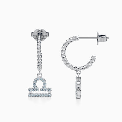 Diamond Libra Dangle Earrings