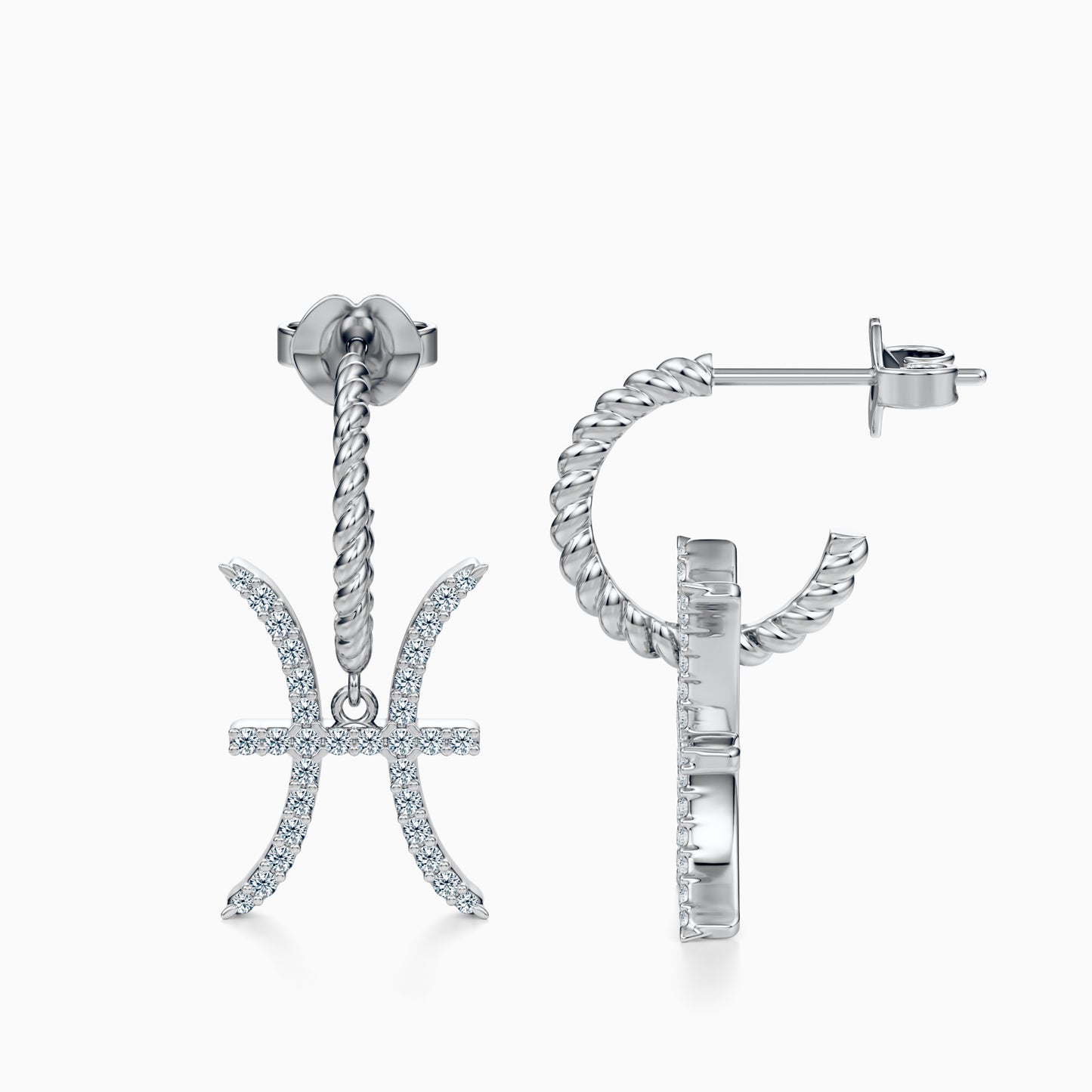 Large Diamond Pisces Dangle Earrings