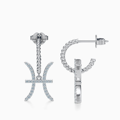 Large Diamond Pisces Dangle Earrings