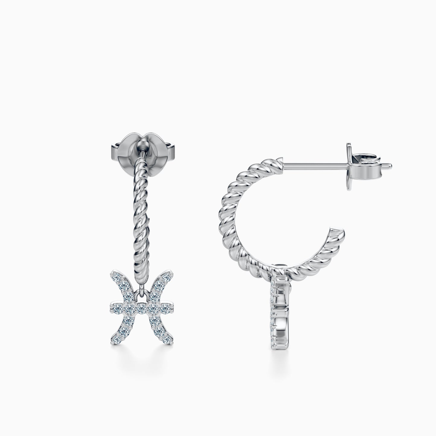 Diamond Pisces Dangle Earrings