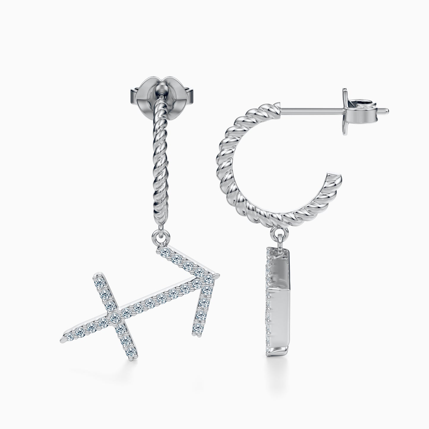 Large Diamond Sagittarius Dangle Earrings