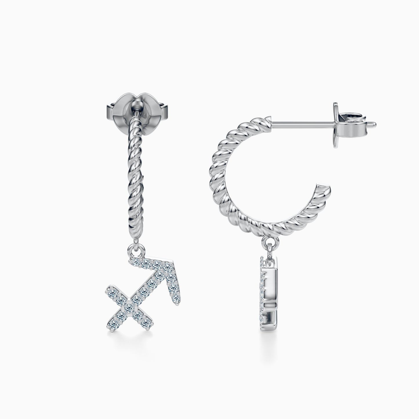 Diamond Sagittarius Dangle Earrings