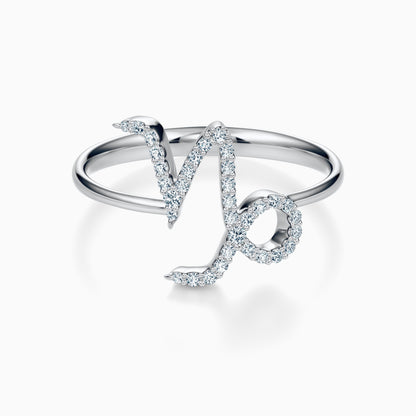 Large Diamond Capricorn Ring
