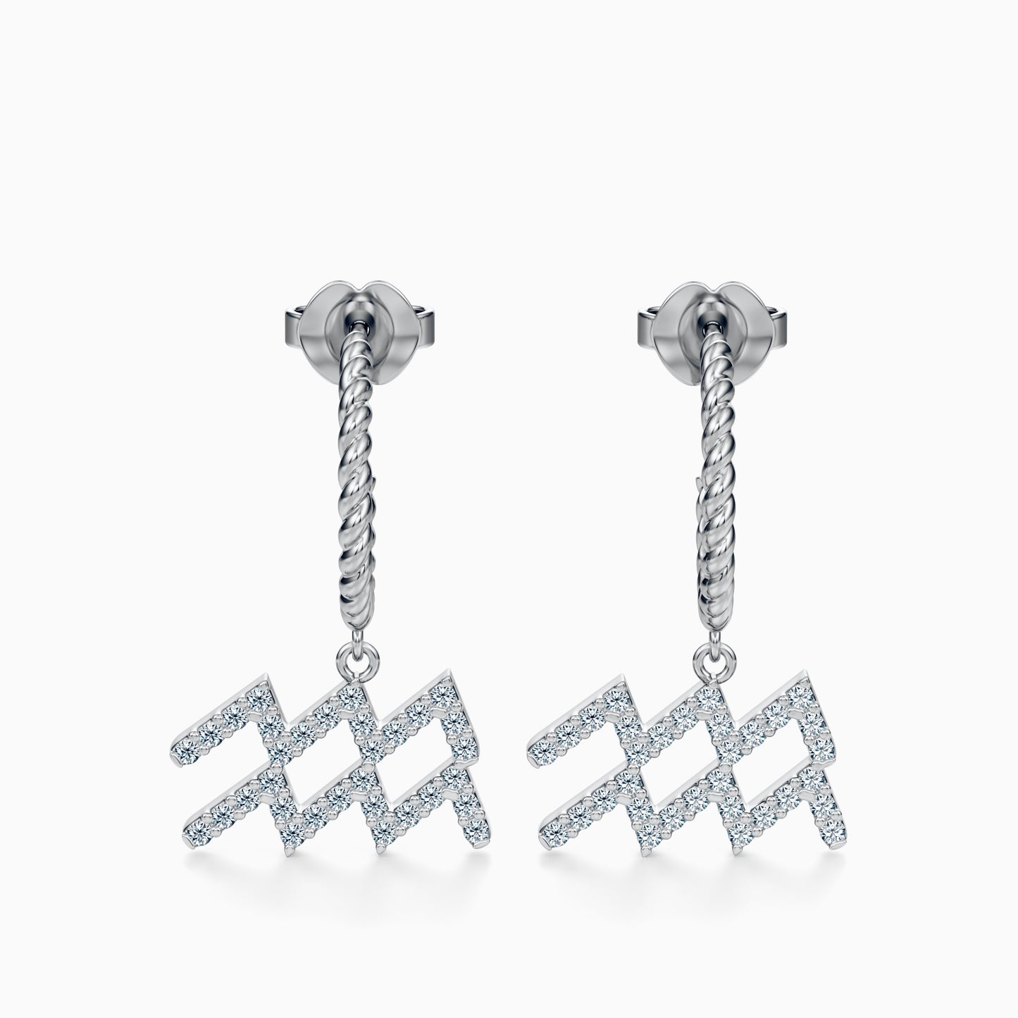 Large Diamond Aquarius Dangle Earrings