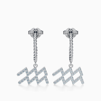 Large Diamond Aquarius Dangle Earrings
