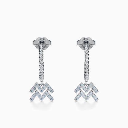 Diamond Aquarius Dangle Earrings