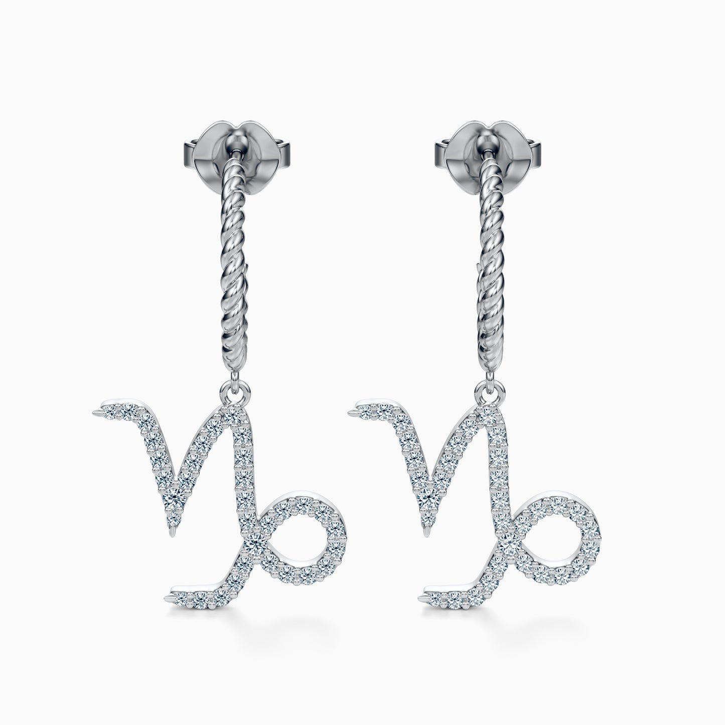 Large Diamond Capricorn Dangle Earrings
