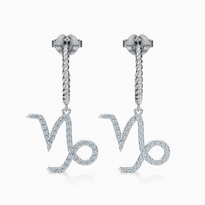 Large Diamond Capricorn Dangle Earrings
