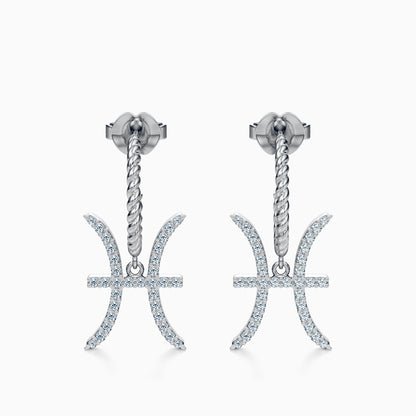 Large Diamond Pisces Dangle Earrings