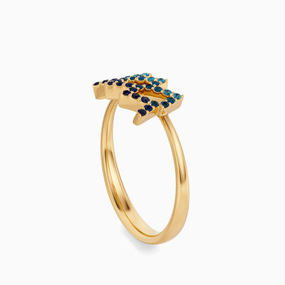 Large Sapphire Aquarius Ring
