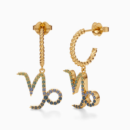 Large Sapphire Capricorn Dangle Earrings