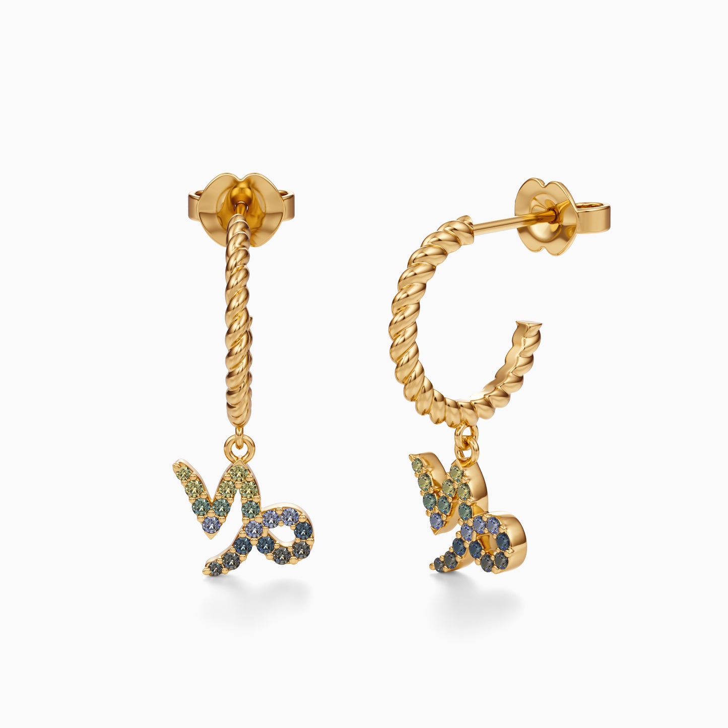 Sapphire Capricorn Dangle Earrings