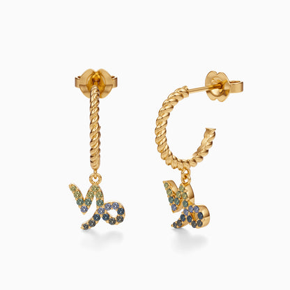 Sapphire Capricorn Dangle Earrings