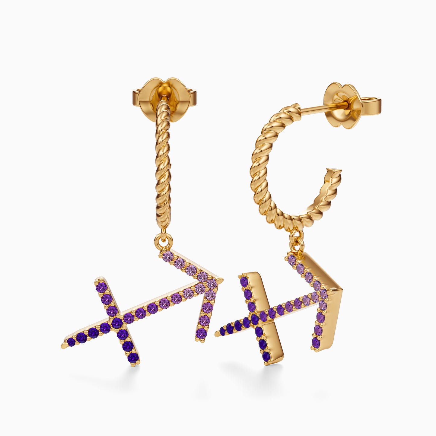 Large Sapphire Sagittarius Dangle Earrings