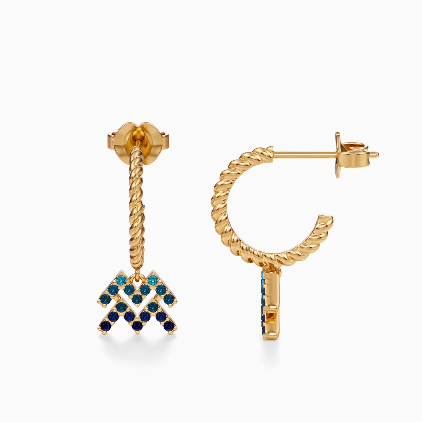 Sapphire Aquarius Dangle Earrings