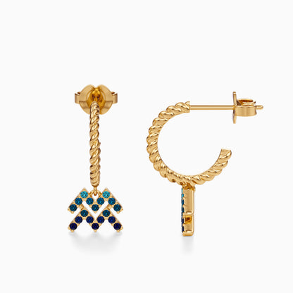 Sapphire Aquarius Dangle Earrings