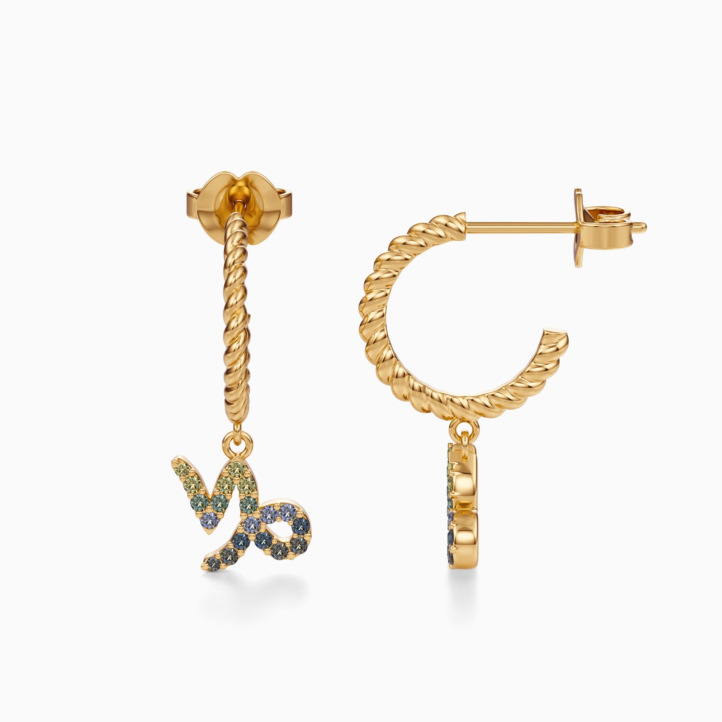 Sapphire Capricorn Dangle Earrings