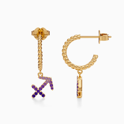 Sapphire Sagittarius Dangle Earrings