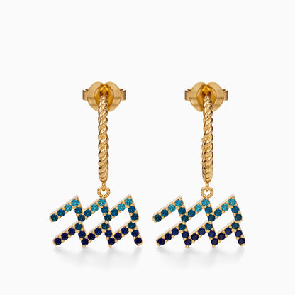 Large Sapphire Aquarius Dangle Earrings